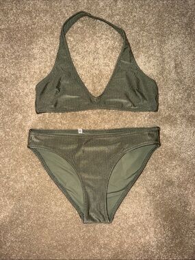 Aerie Olive Shine Ribbed Bikini
